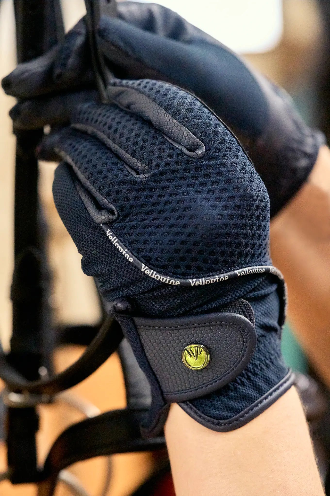 Guantes de equitación azul transpírable