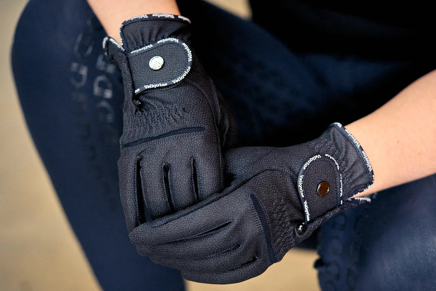 Guantes de equitación negros resistentes